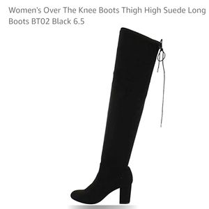 Women's Over The Knee Boots Thigh High Suede Long Boots BT02 Black 6.5